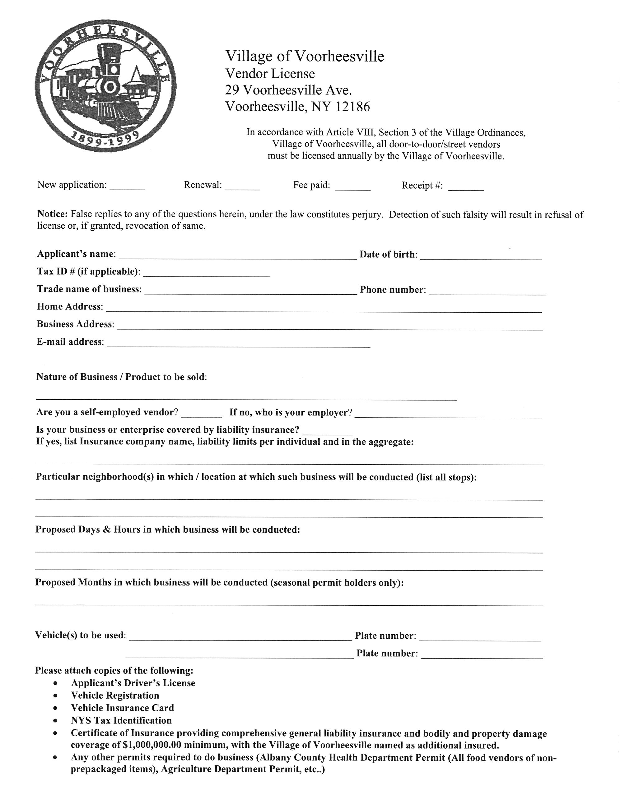 Vendor Permit-Page 1