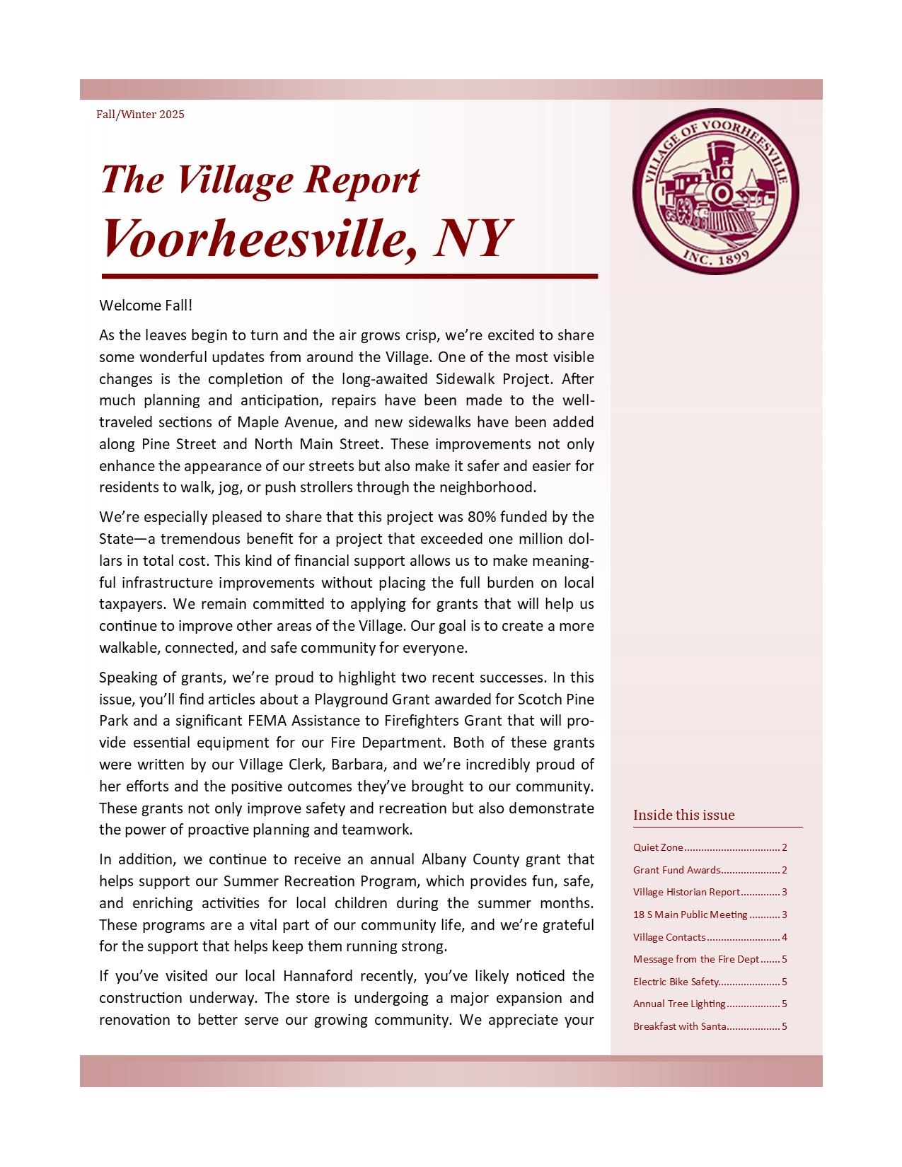 Fall Newsletter - Pg 1